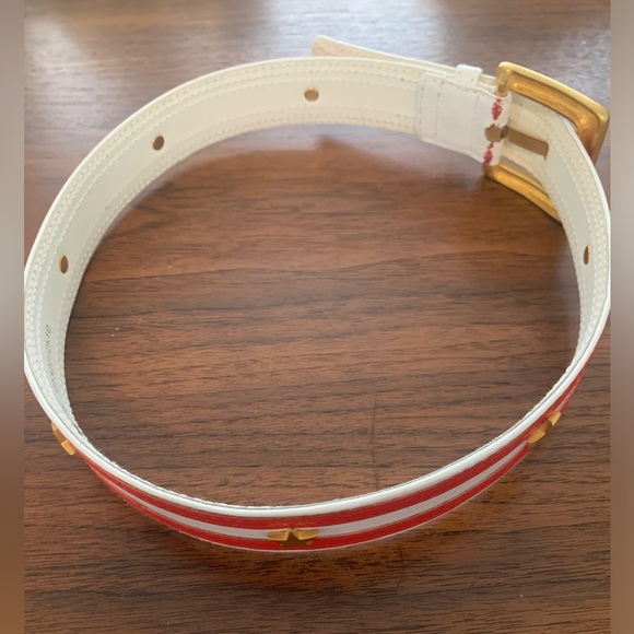 Vintage Escada Red and White Star Belt Sz 34 - Picture 6 of 9